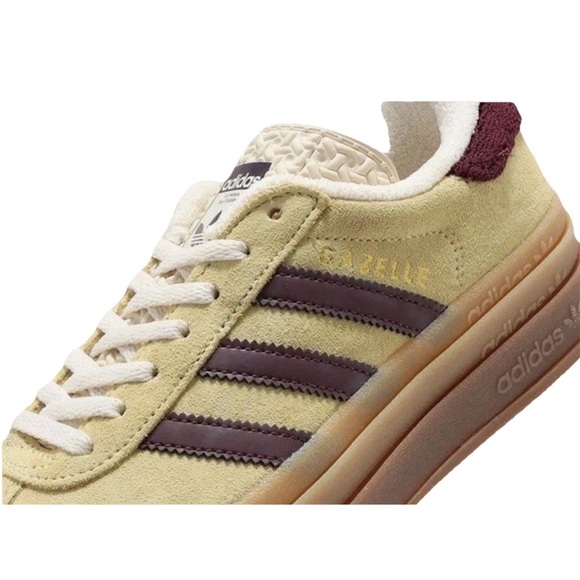 ADIDAS Unisex Gazelle Bold Sz.11/9.5 Color-alm. Yellow/Maroon Wedges Shoes NWHB - Picture 5 of 13